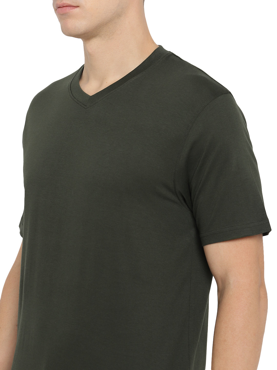 Supima Cotton V Neck T-Shirt for Men - Dark Olive