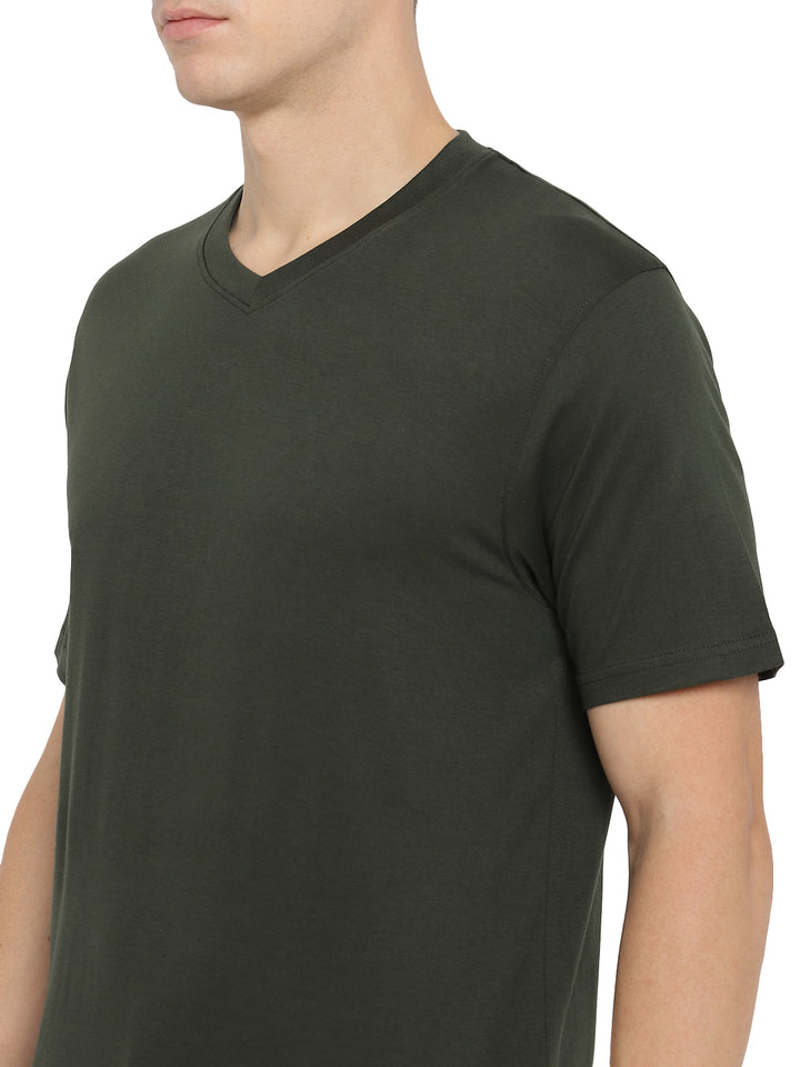 Supima Cotton V Neck T-Shirt for Men - Dark Olive