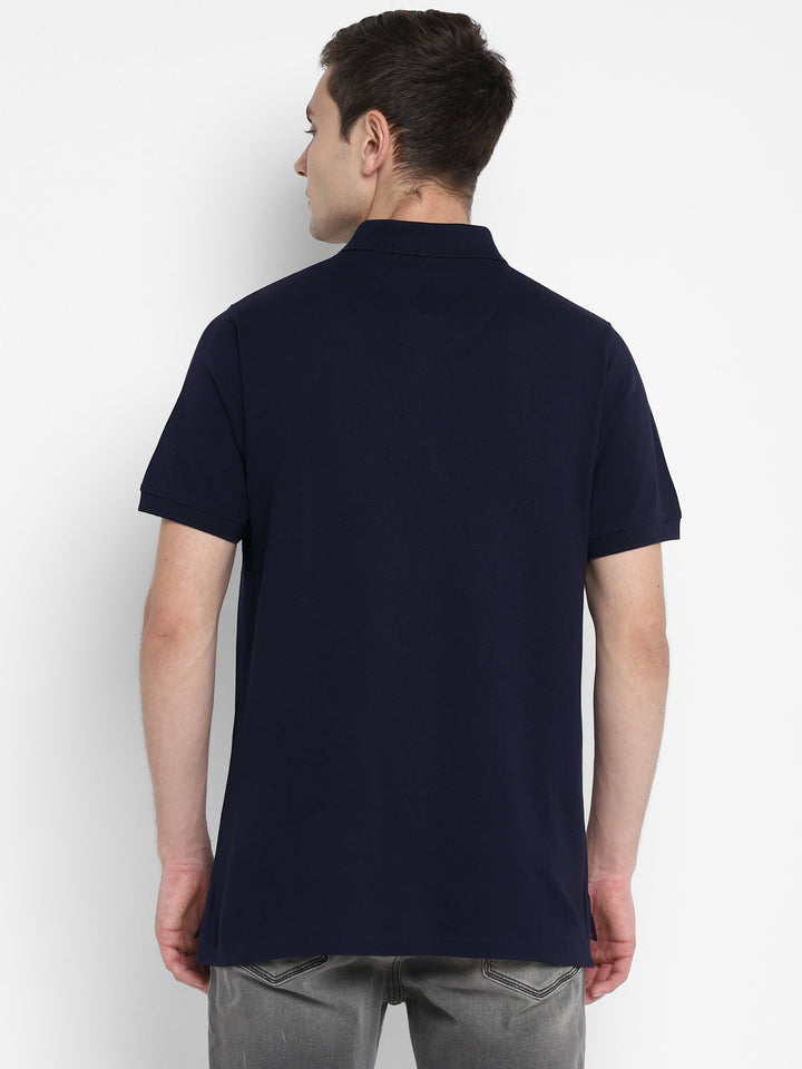 Supima Cotton Polo Collar T-Shirt for Men - Navy Blue