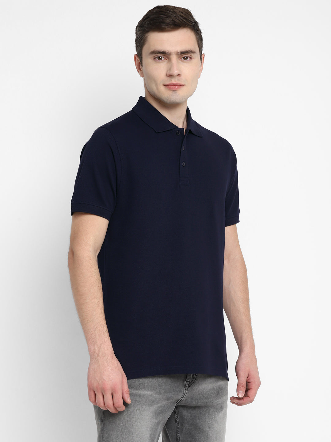 Supima Cotton Polo Collar T-Shirt for Men - Navy Blue