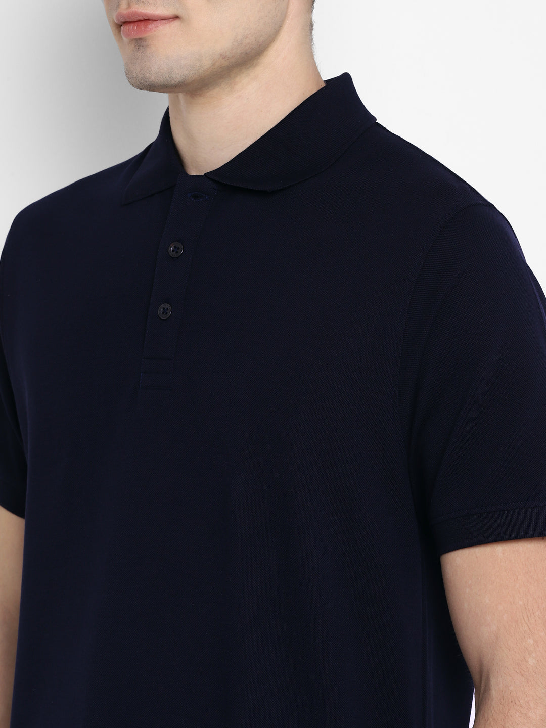 Supima Cotton Polo Collar T-Shirt for Men - Navy Blue