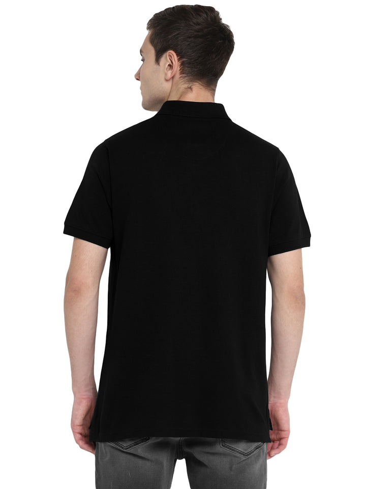 Supima Cotton Polo Collar T-Shirt for Men - Black (PIQUE)
