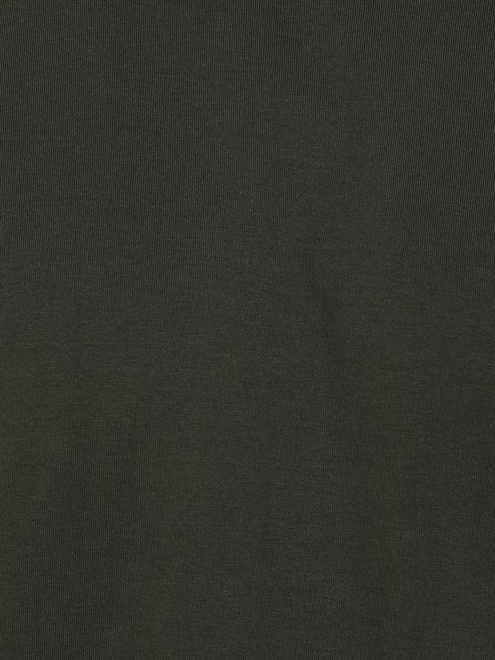 100% Cotton Oversize Round Neck T-Shirt - Dark Olive