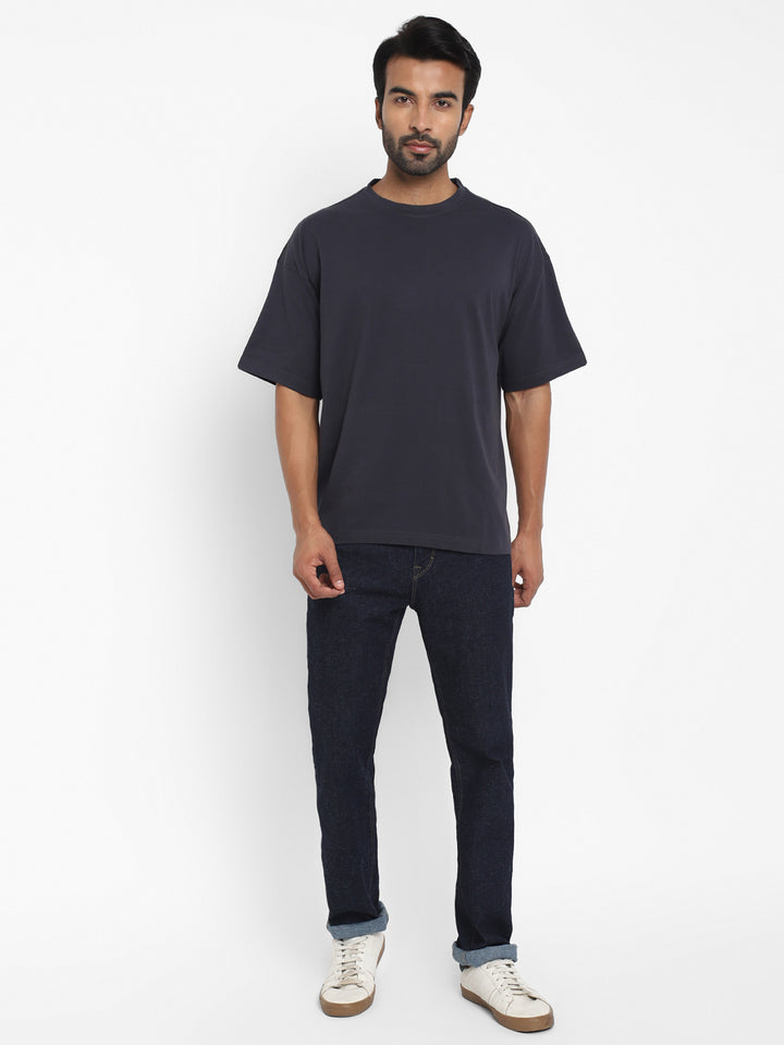 100% Cotton Oversize Round Neck T-Shirt - Carbon grey