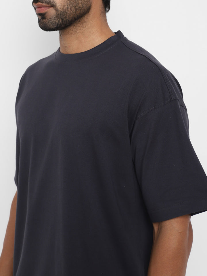 100% Cotton Oversize Round Neck T-Shirt - Carbon grey