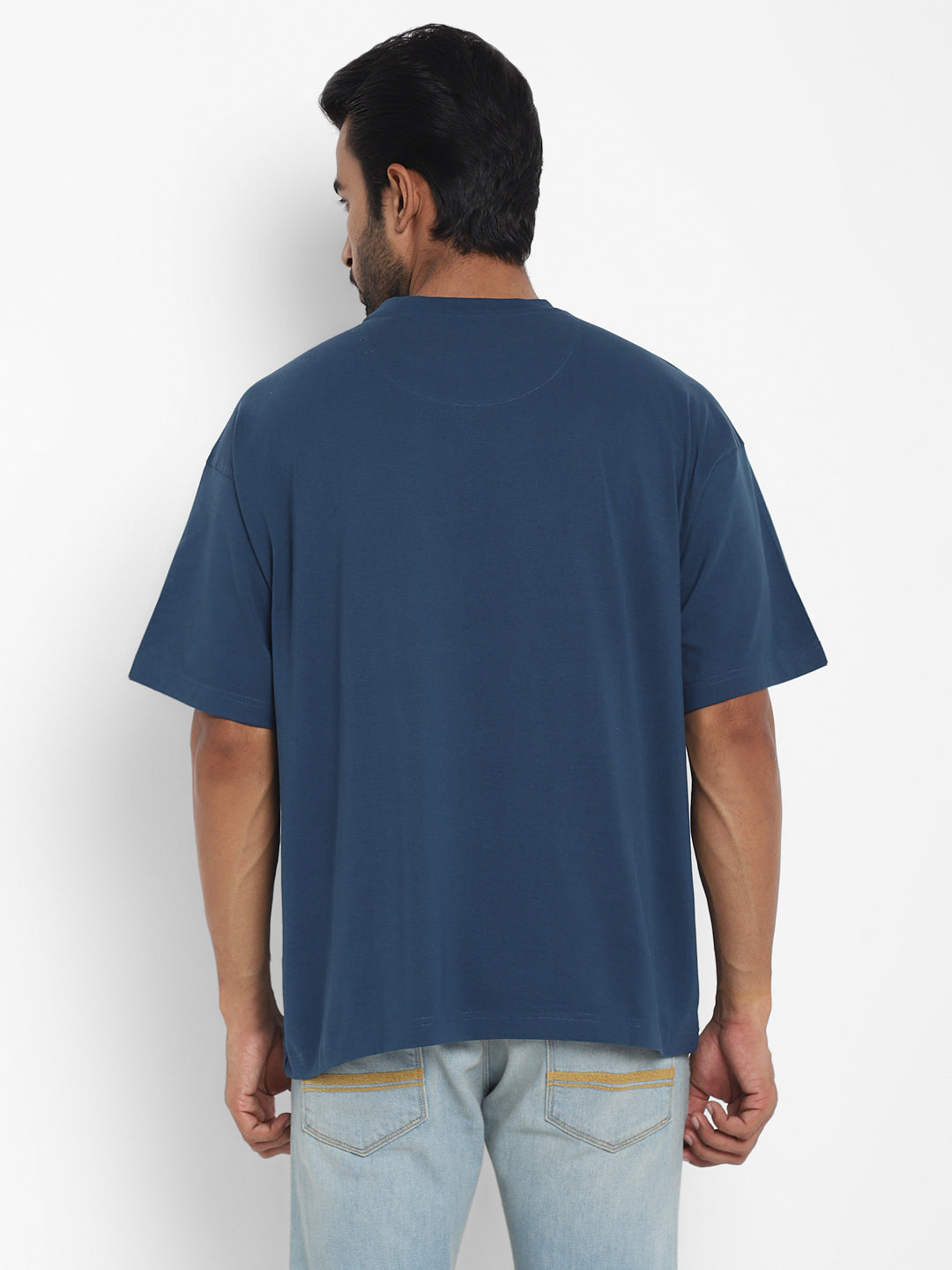 100% Cotton Oversize Round Neck T-Shirt - Sailor Blue