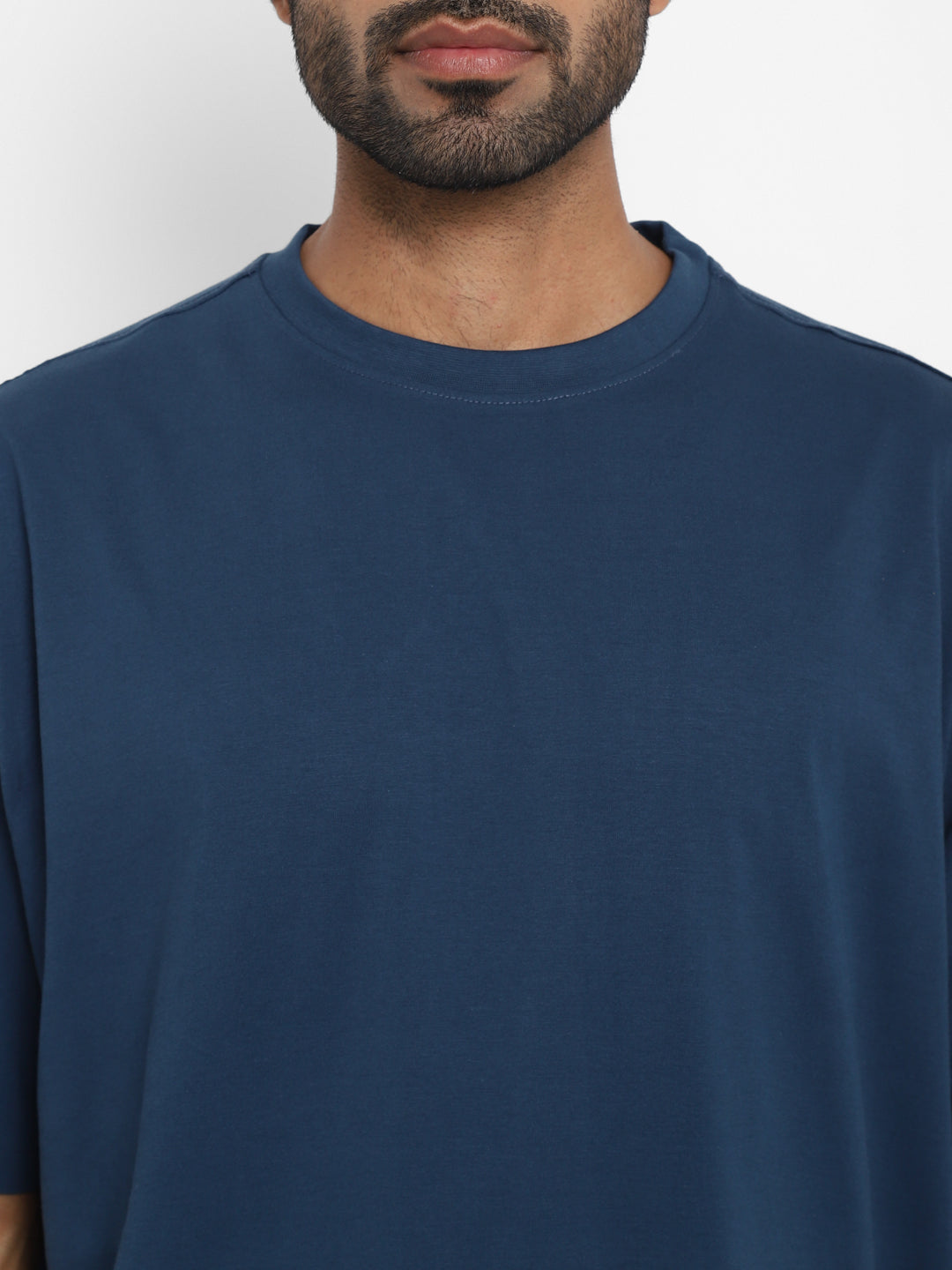 100% Cotton Oversize Round Neck T-Shirt - Sailor Blue