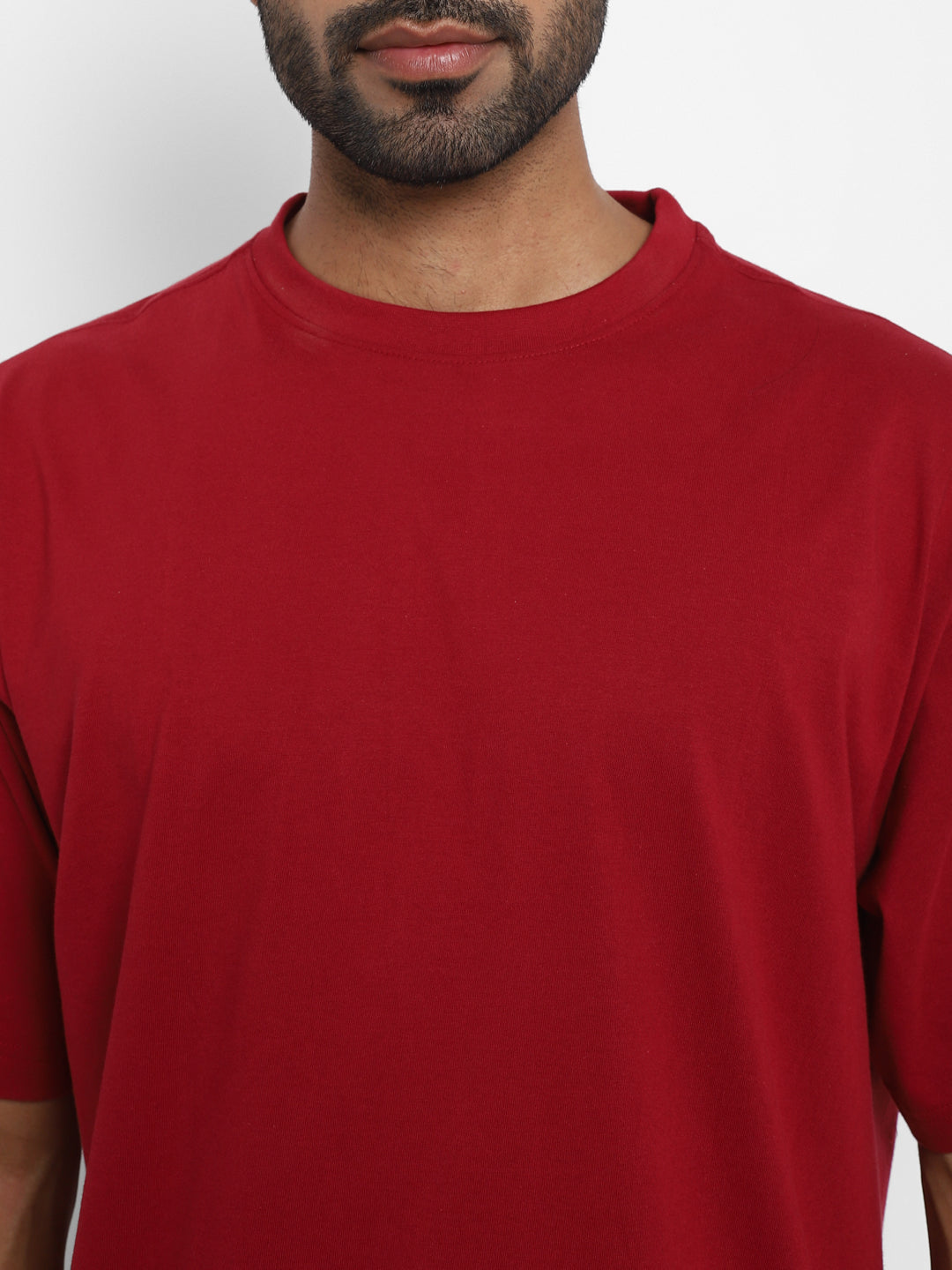 100% Cotton Oversize Round Neck T-Shirt - Rio Red