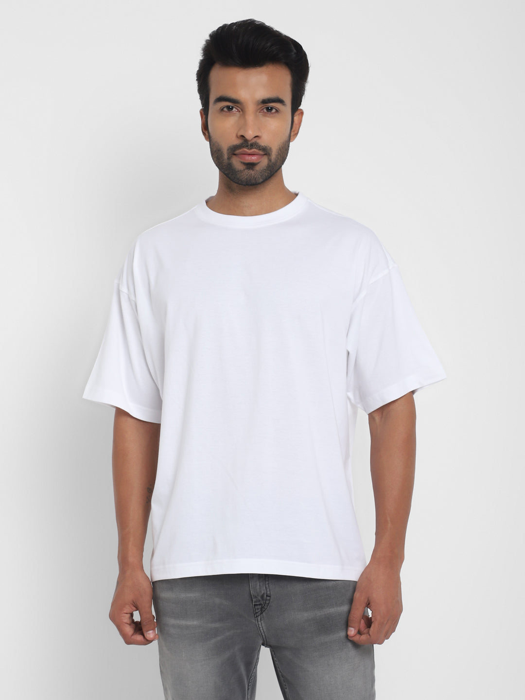 100% Cotton Oversize Round Neck T-Shirt - White