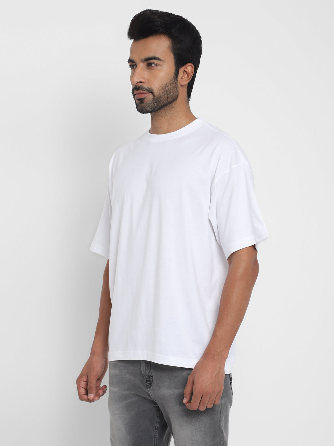 100% Cotton Oversize Round Neck T-Shirt - White