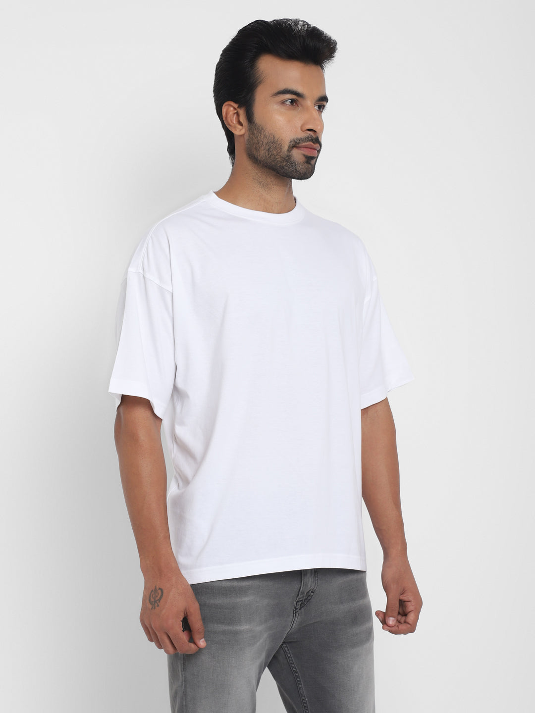 100% Cotton Oversize Round Neck T-Shirt - White