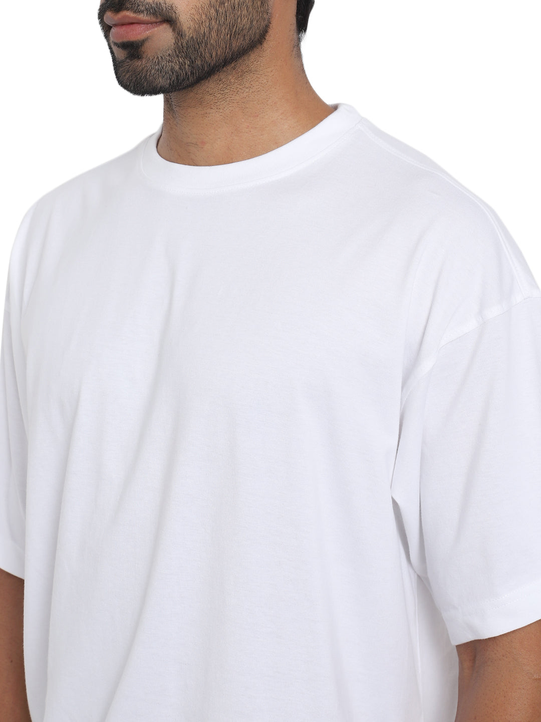 100% Cotton Oversize Round Neck T-Shirt - White