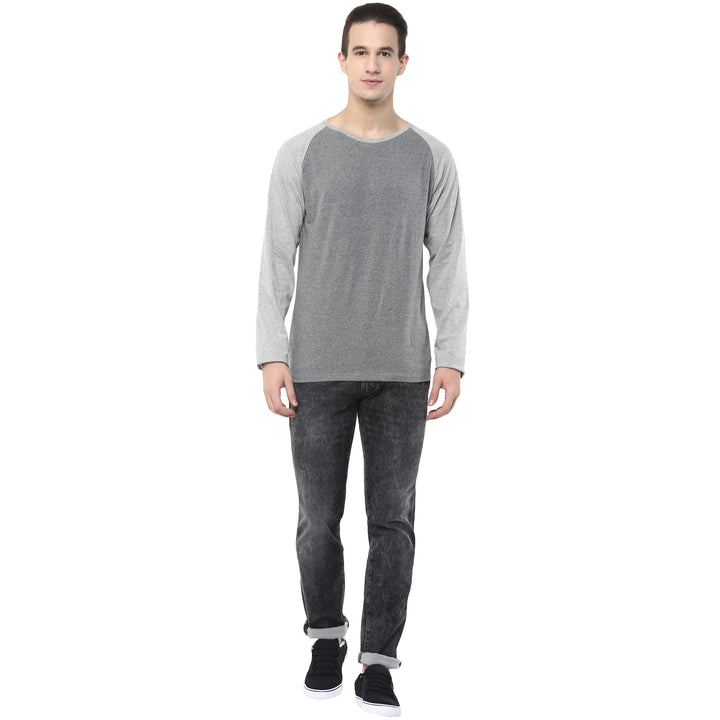Raglan T-Shirt For Men - Anthra & Grey Melange