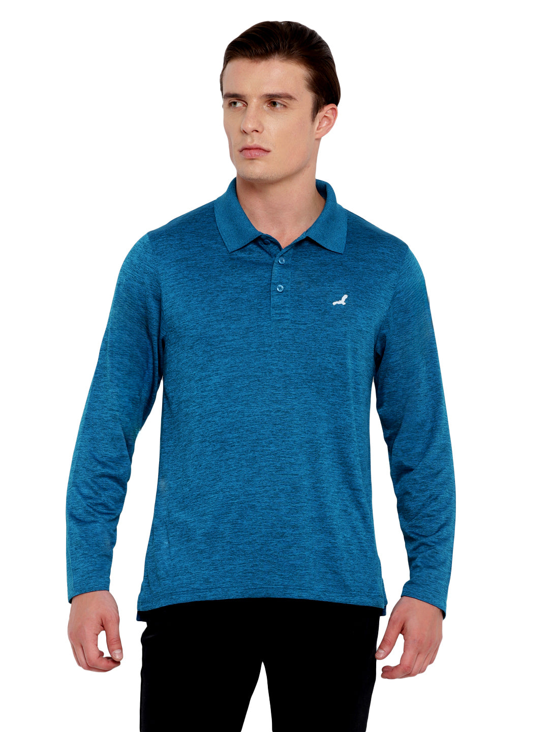 Polo Collar Active Wear Full Sleeves T-Shirts for Men with Moisture Management - Teal