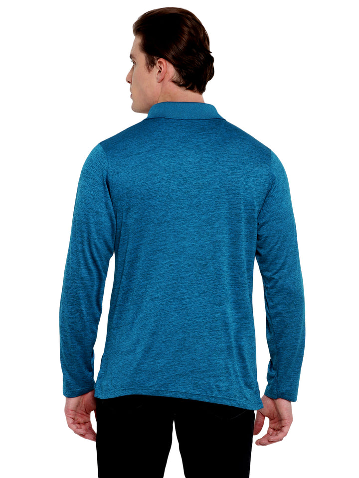 Polo Collar Active Wear Full Sleeves T-Shirts for Men with Moisture Management - Teal