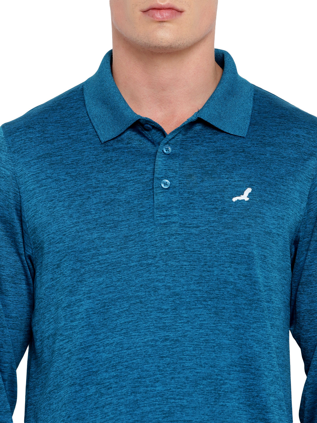 Polo Collar Active Wear Full Sleeves T-Shirts for Men with Moisture Management - Teal