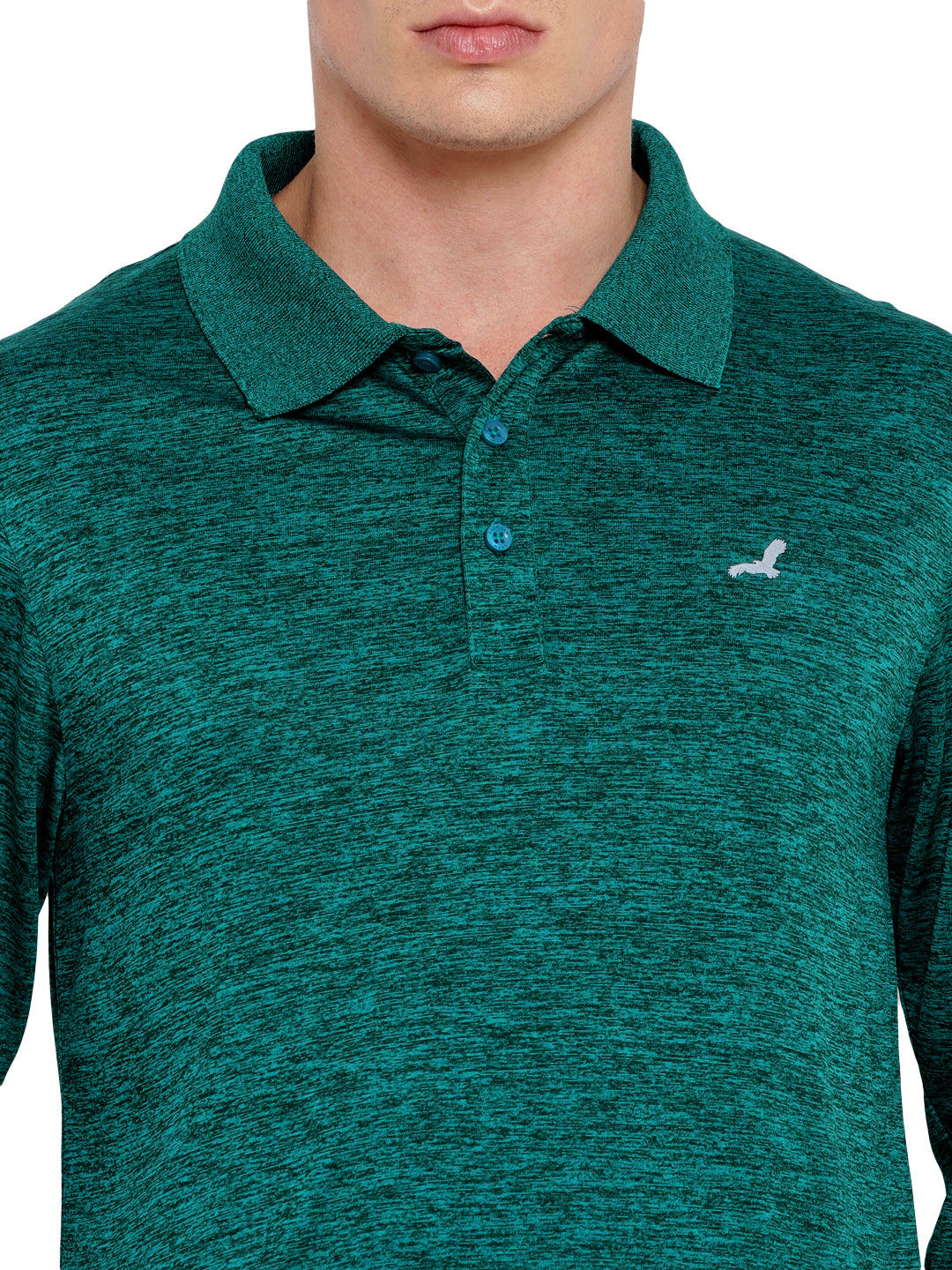 Polo Collar Active Wear Full Sleeves T-Shirts for Men with Moisture Management - Dark Green