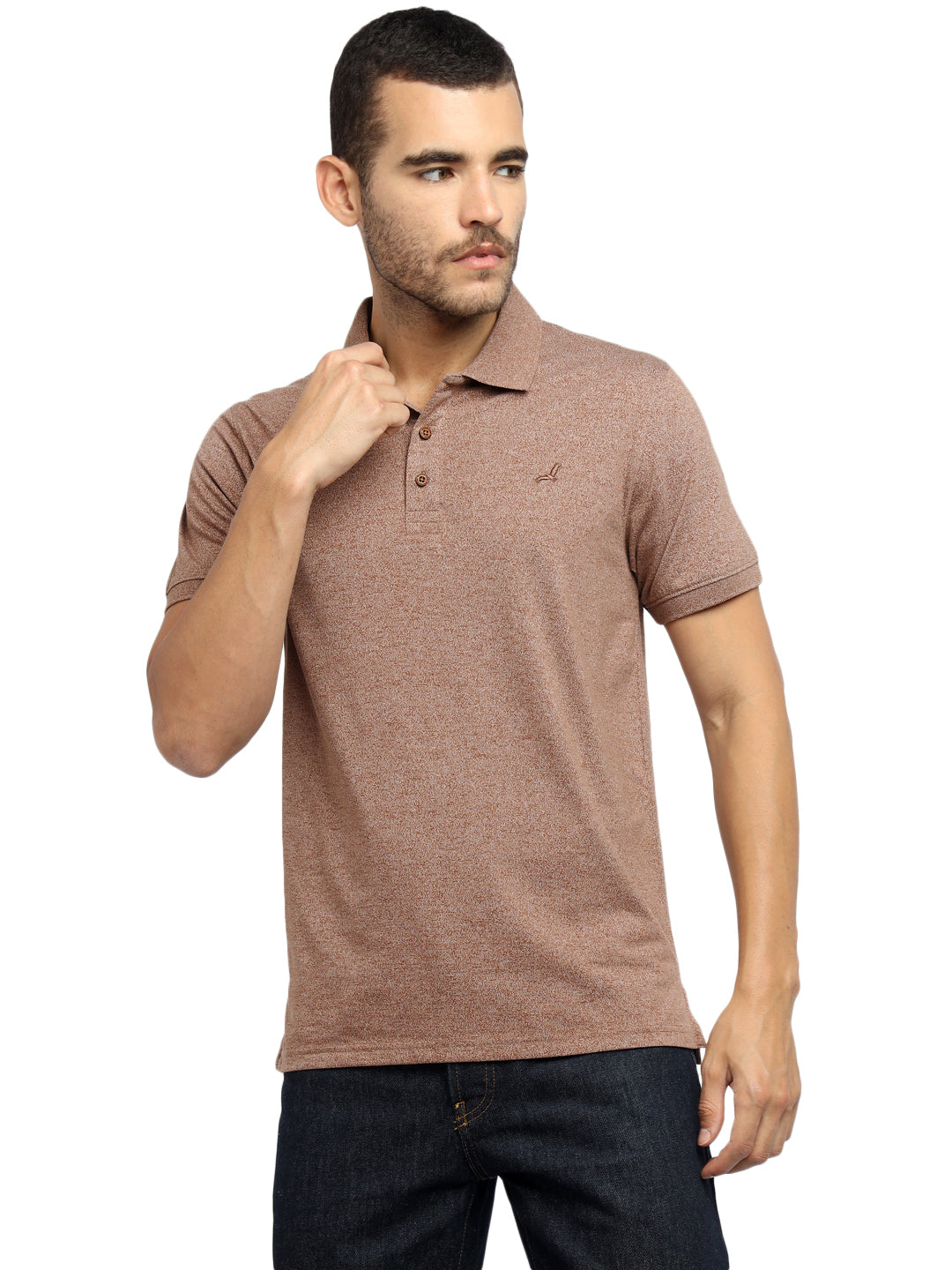Men’s Two-Tone Lightweight Polo T-Shirt Breathable and Moisture Wicking - Brown