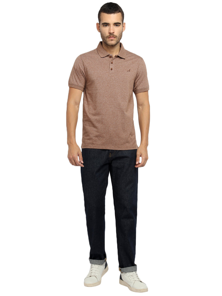 Men’s Two-Tone Lightweight Polo T-Shirt Breathable and Moisture Wicking - Brown