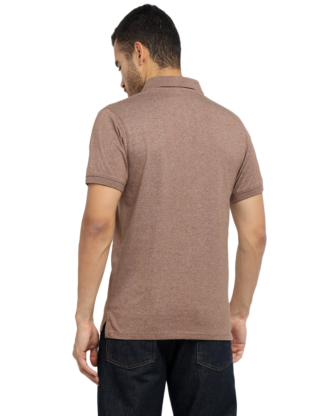 Men’s Two-Tone Lightweight Polo T-Shirt Breathable and Moisture Wicking - Brown