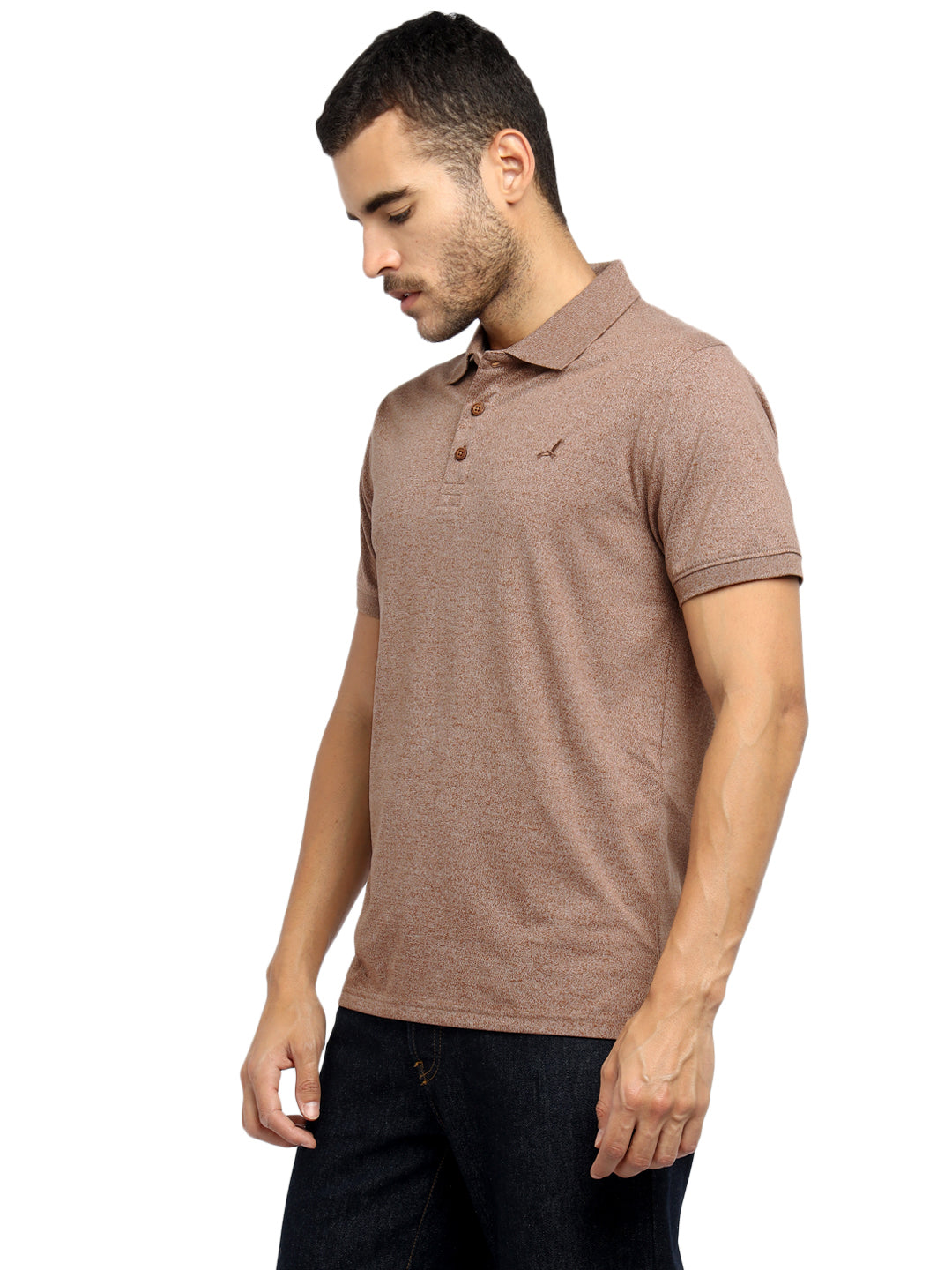 Men’s Two-Tone Lightweight Polo T-Shirt Breathable and Moisture Wicking - Brown