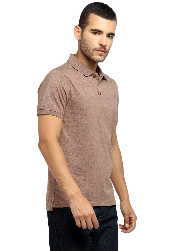 Men’s Two-Tone Lightweight Polo T-Shirt Breathable and Moisture Wicking - Brown