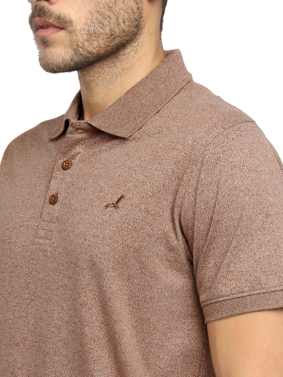 Men’s Two-Tone Lightweight Polo T-Shirt Breathable and Moisture Wicking - Brown