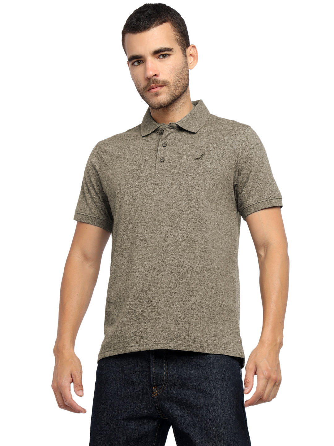 Men’s Two-Tone Lightweight Polo T-Shirt Breathable and Moisture Wicking - Brown
