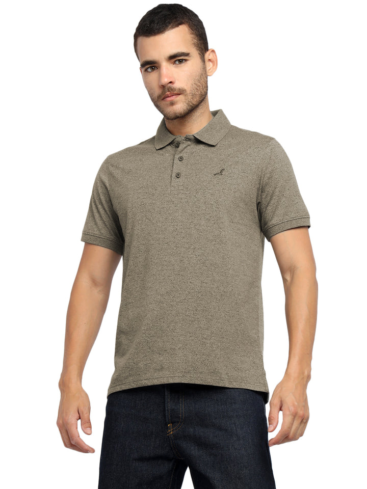 Men’s Two-Tone Lightweight Polo T-Shirt Breathable and Moisture Wicking - Brown