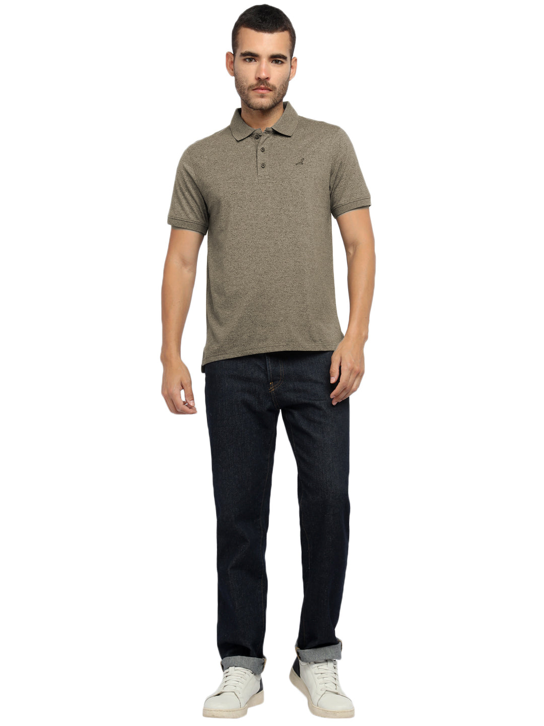 Men’s Two-Tone Lightweight Polo T-Shirt Breathable and Moisture Wicking - Brown