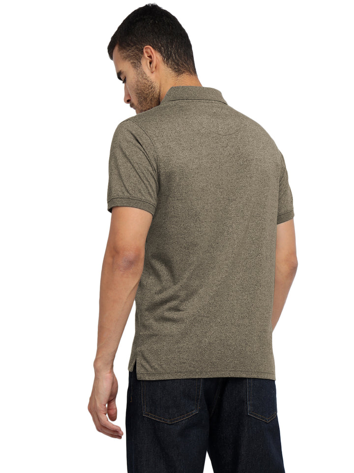 Men’s Two-Tone Lightweight Polo T-Shirt Breathable and Moisture Wicking - Brown