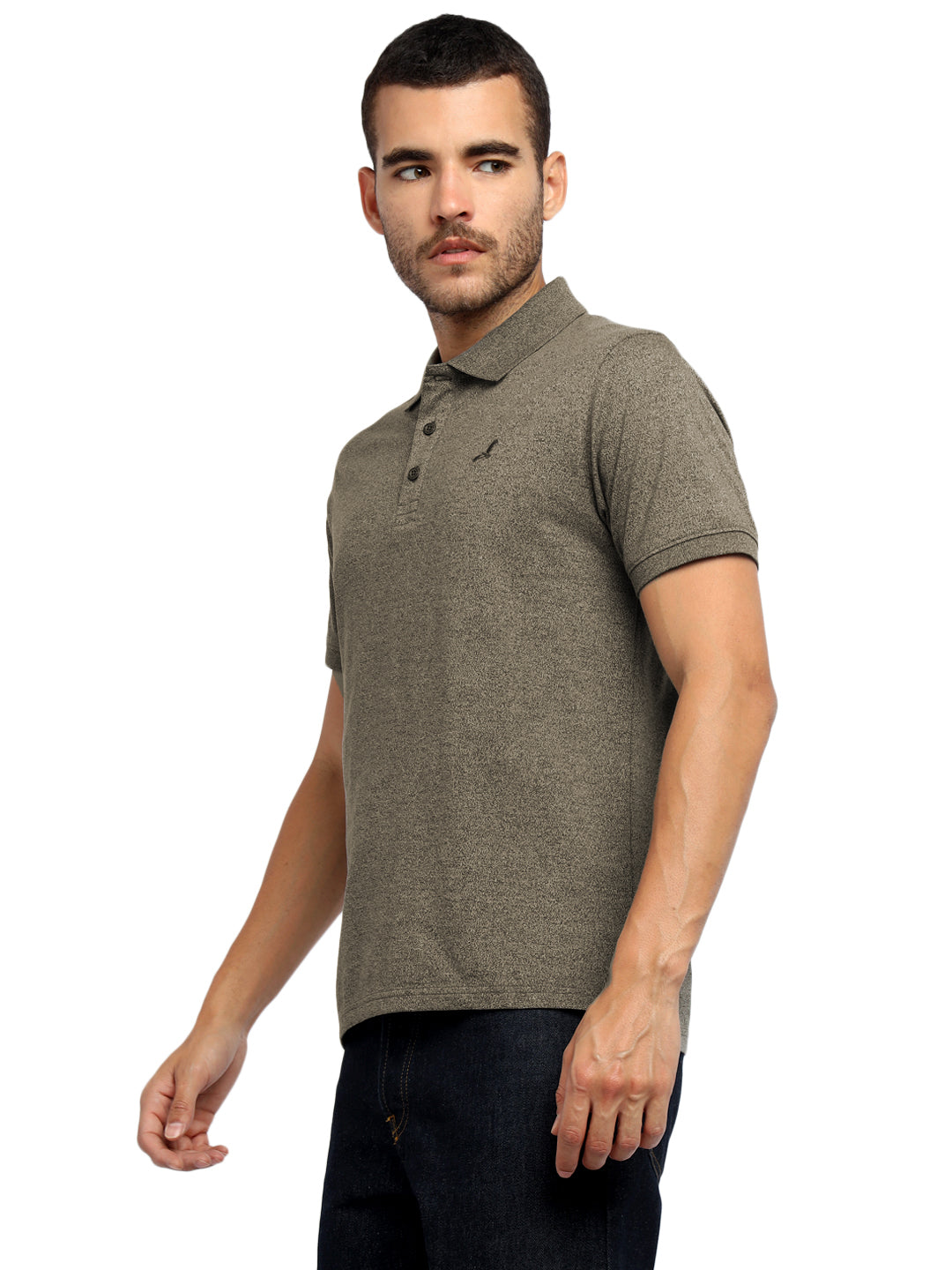 Men’s Two-Tone Lightweight Polo T-Shirt Breathable and Moisture Wicking - Brown