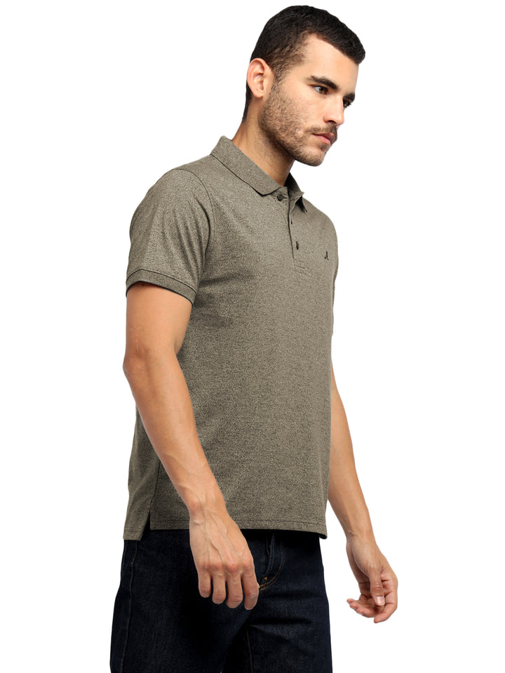 Men’s Two-Tone Lightweight Polo T-Shirt Breathable and Moisture Wicking - Brown