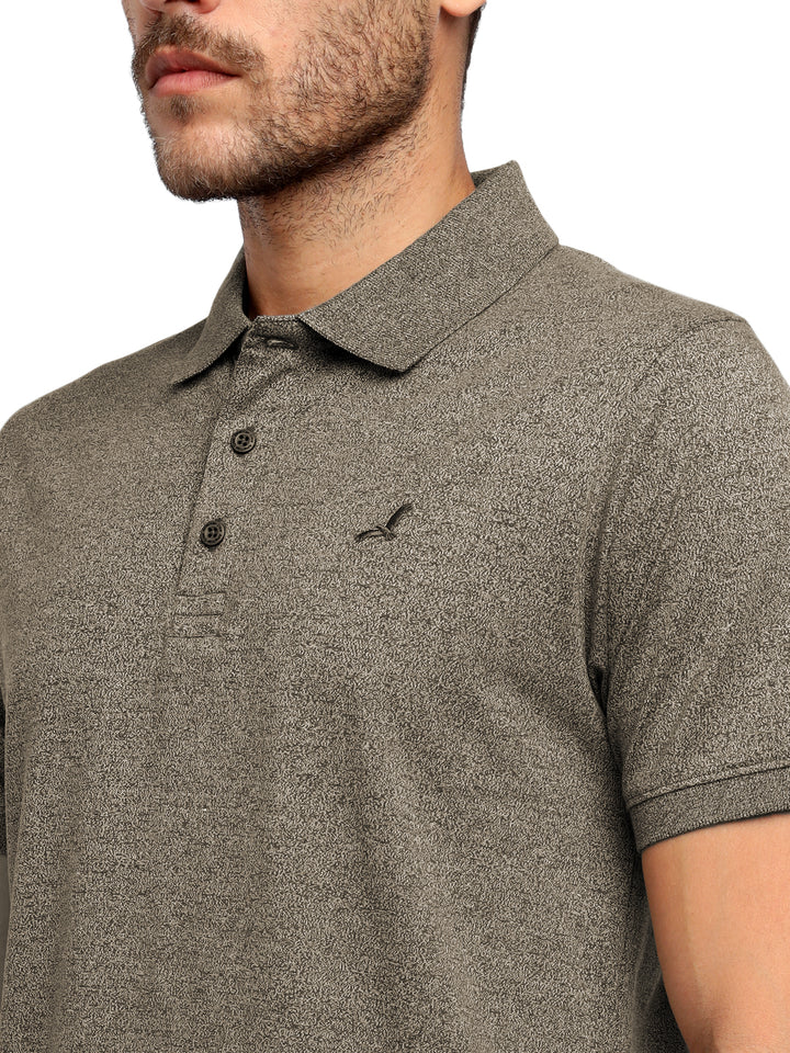 Men’s Two-Tone Lightweight Polo T-Shirt Breathable and Moisture Wicking - Brown