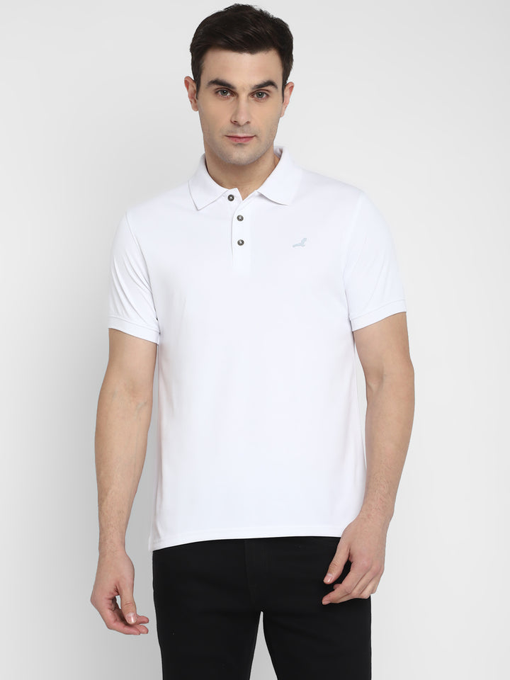 Polo Collar T-Shirt for Men - White TwinTex 50 Cotton 50 Poly