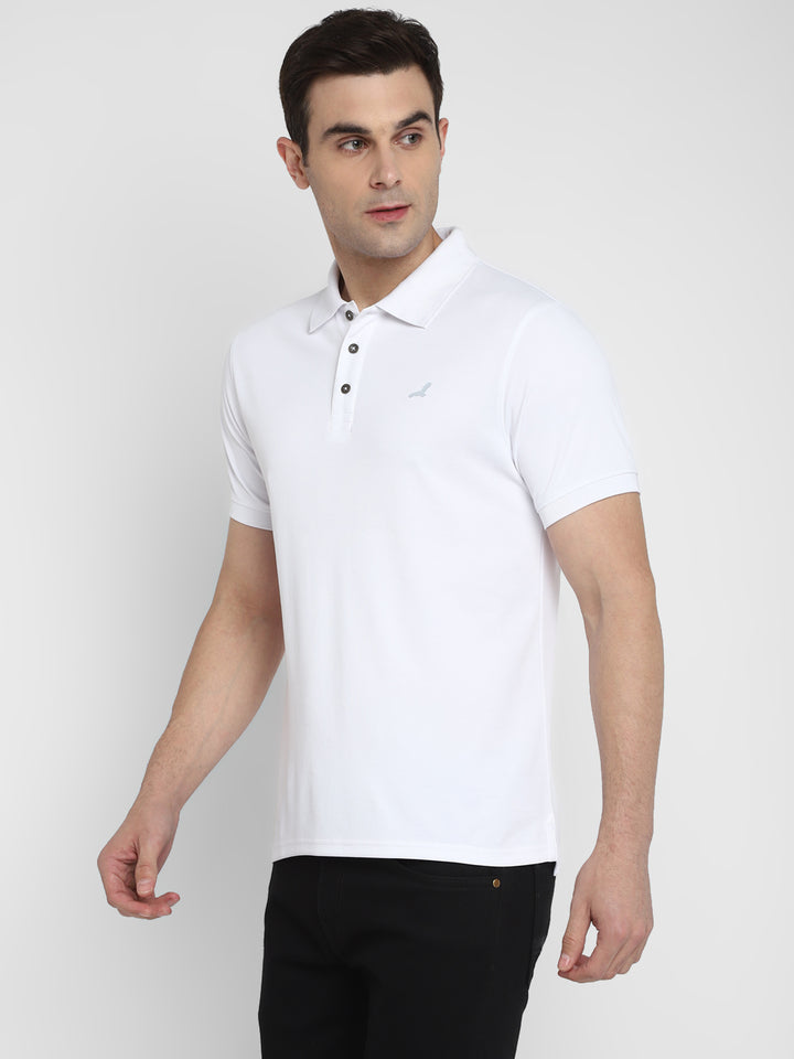 Polo Collar T-Shirt for Men - White TwinTex 50 Cotton 50 Poly