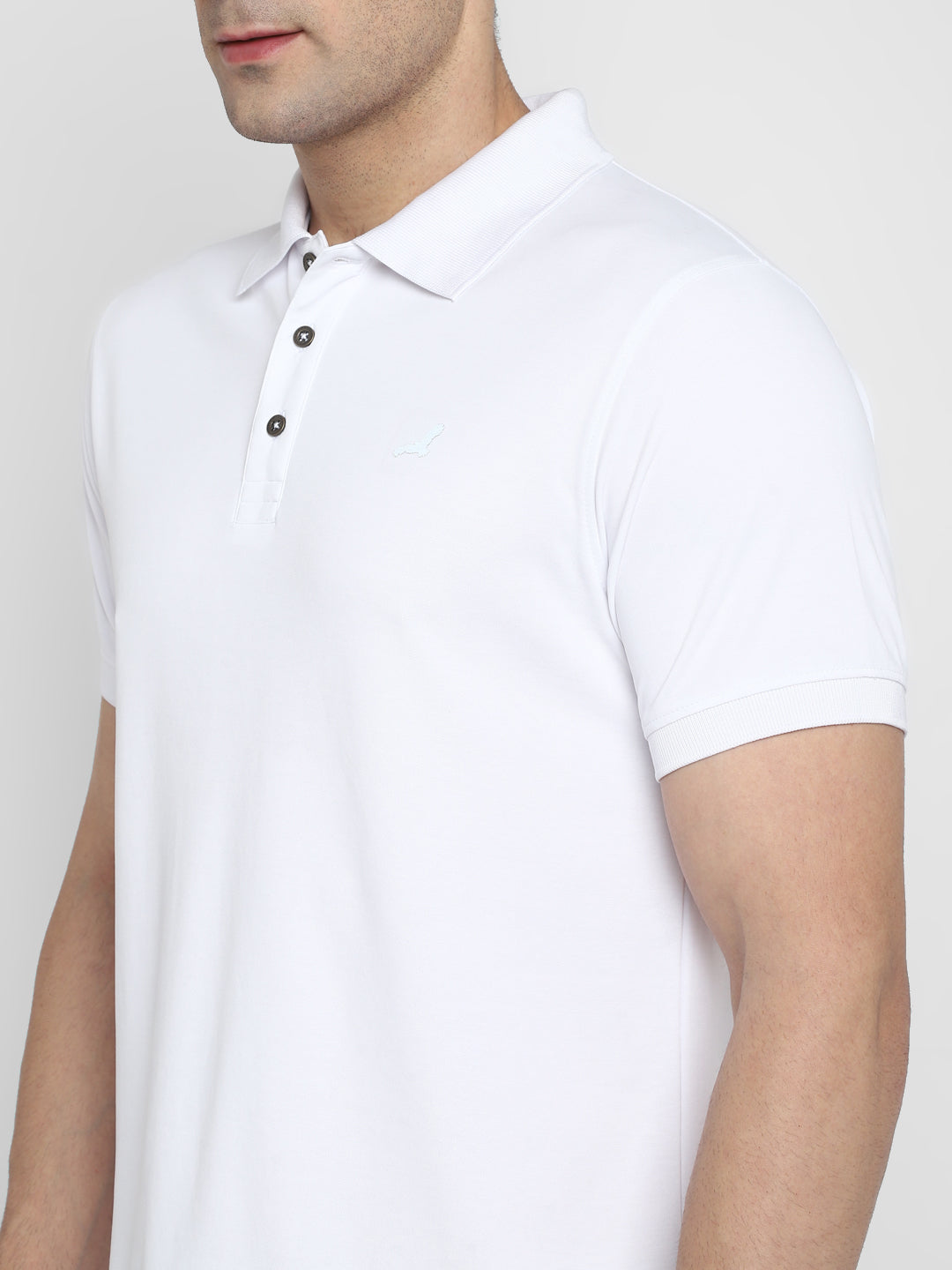 Polo Collar T-Shirt for Men - White TwinTex 50 Cotton 50 Poly