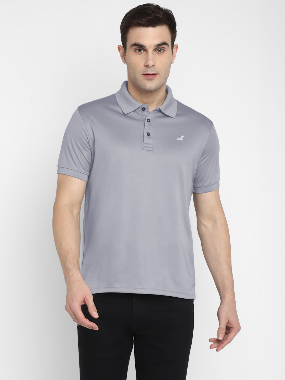 Polo Collar T-Shirt for Men - Steel Grey