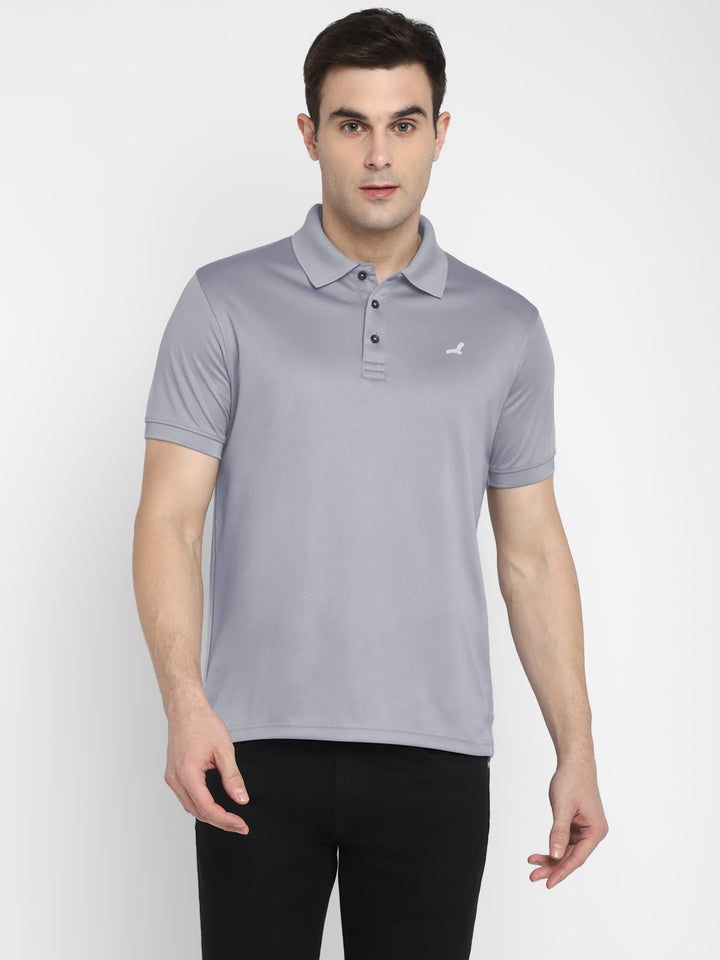 Polo Collar T-Shirt for Men - Steel Grey
