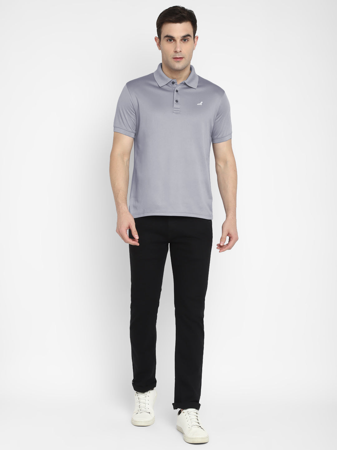 Polo Collar T-Shirt for Men - Steel Grey