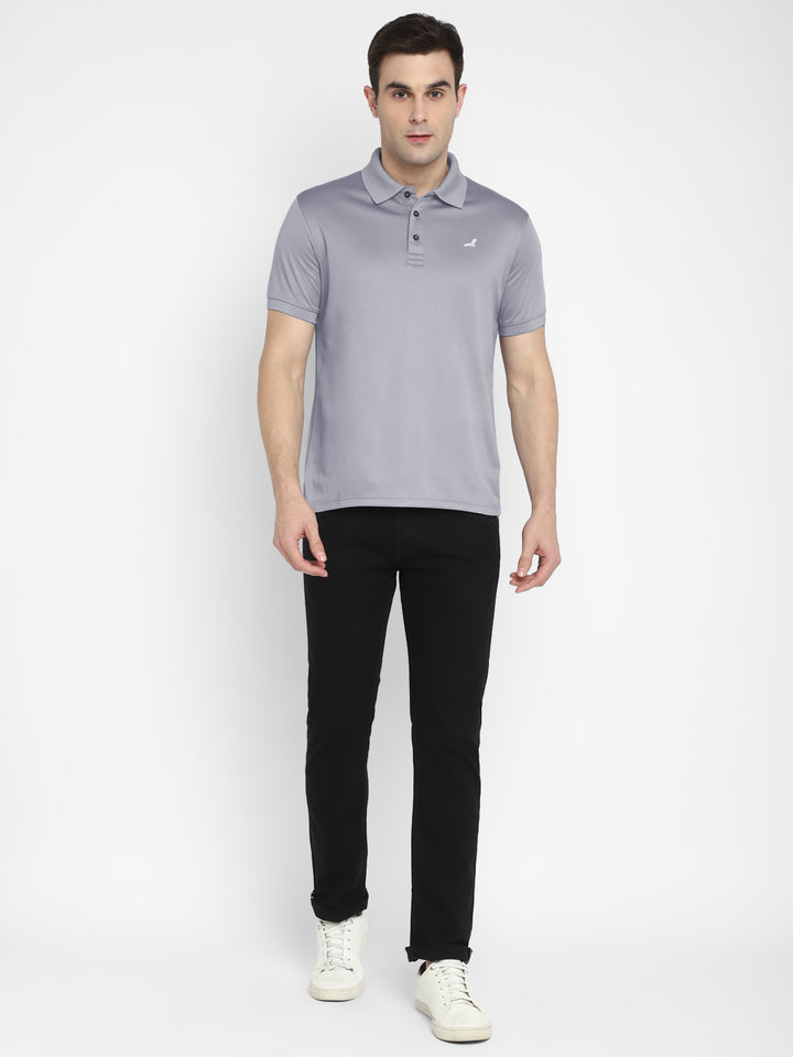 Polo Collar T-Shirt for Men - Steel Grey