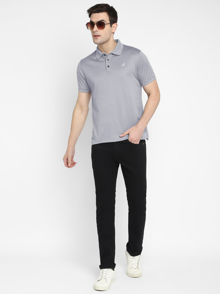 Polo Collar T-Shirt for Men - Steel Grey