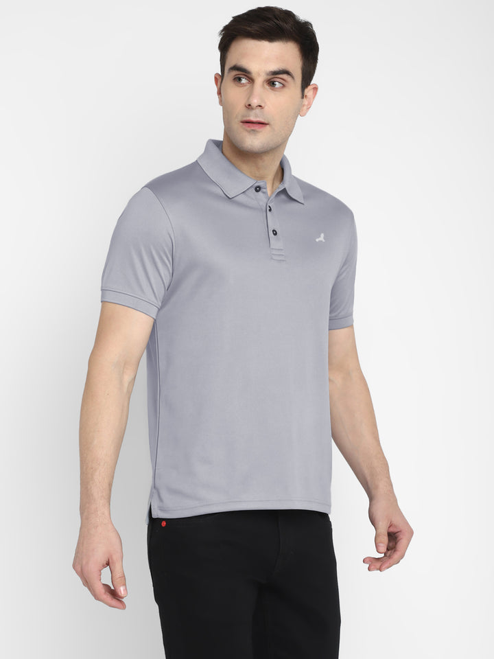Polo Collar T-Shirt for Men - Steel Grey