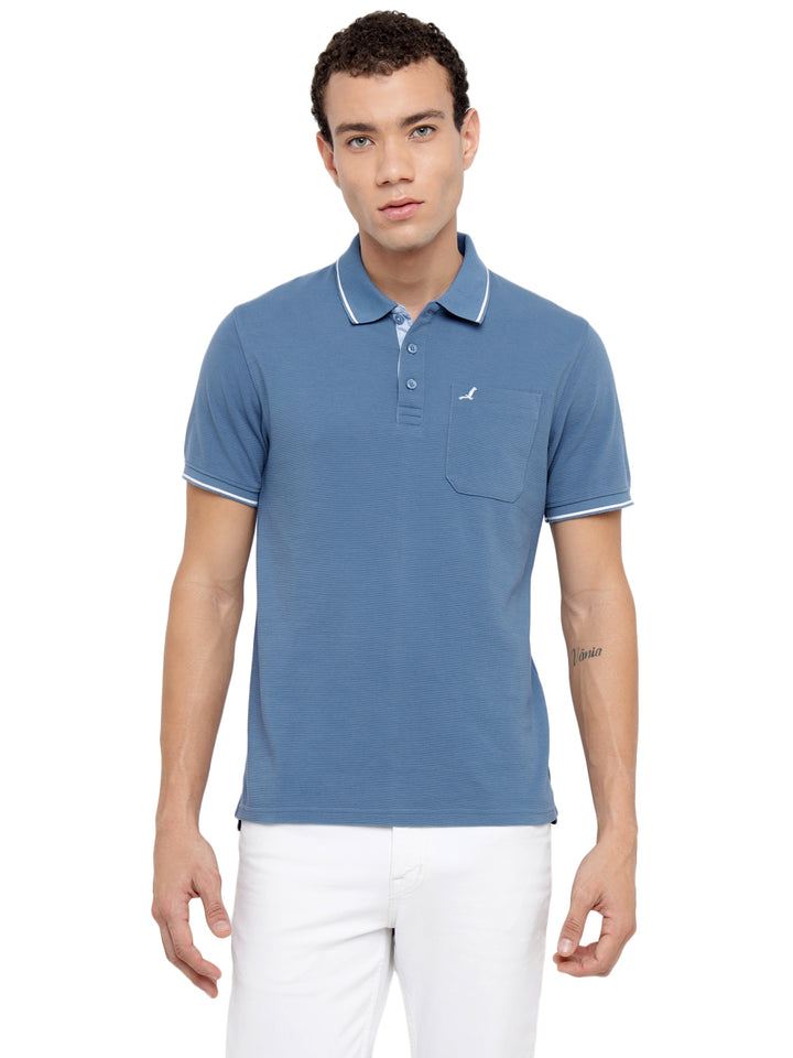 Men's Polo Collar T-Shirt with Pocket | Corduroy Knit - AC961