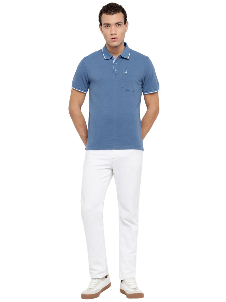 Men's Polo Collar T-Shirt with Pocket | Corduroy Knit - AC961