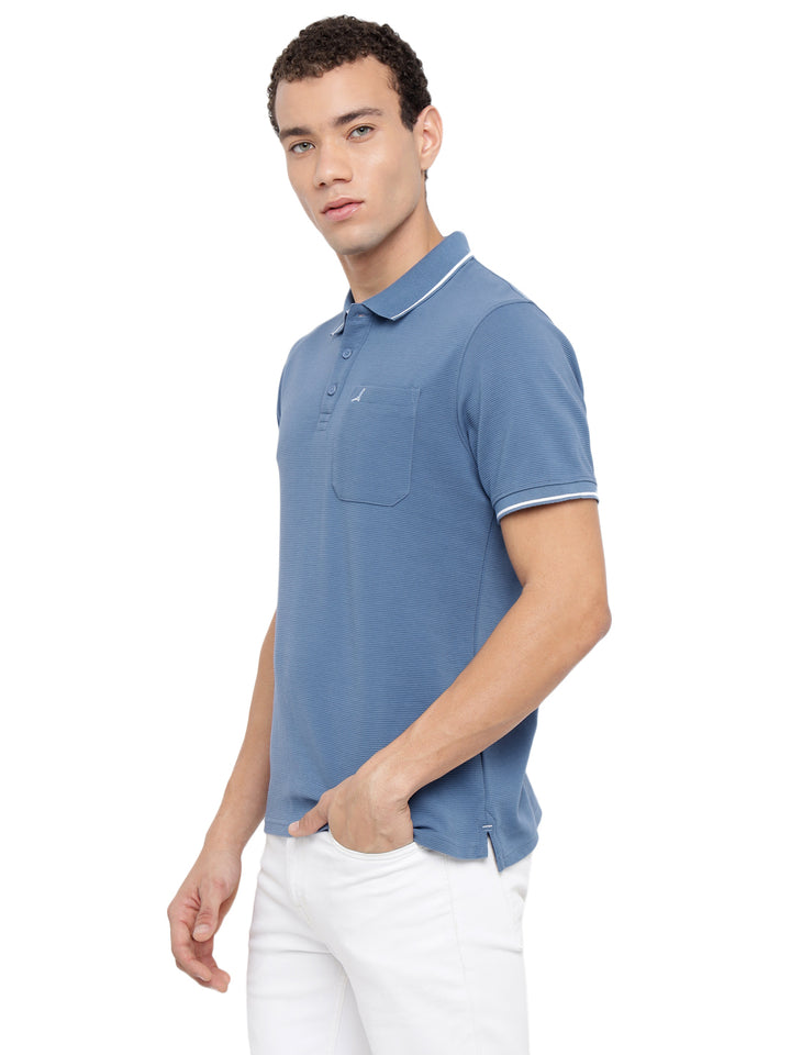 Men's Polo Collar T-Shirt with Pocket | Corduroy Knit - AC961