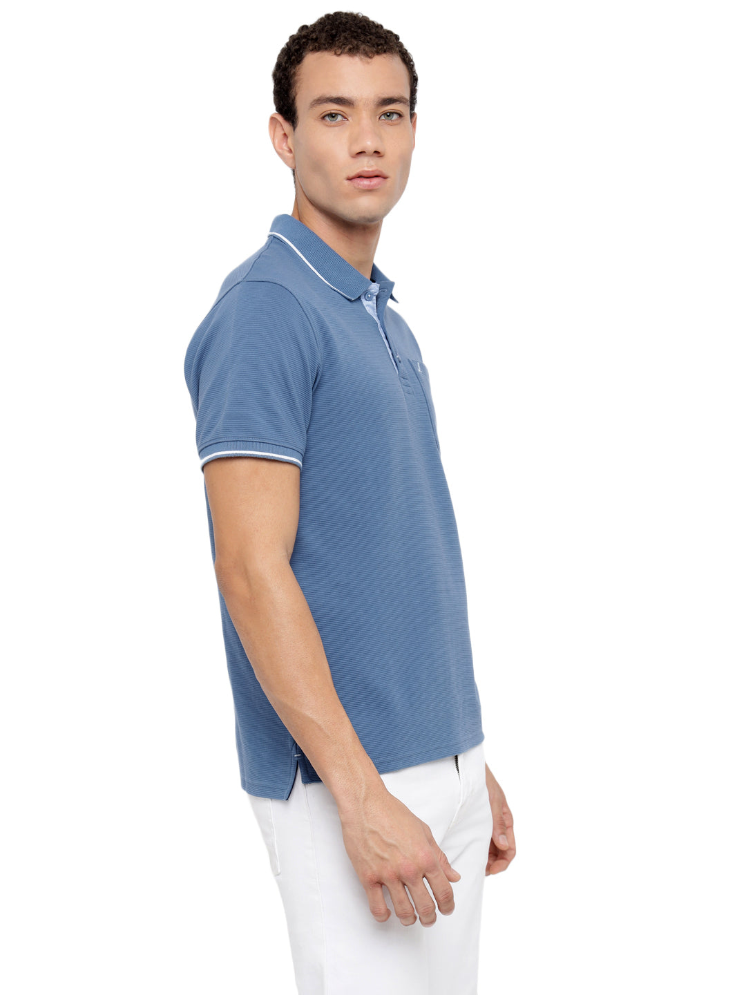 Men's Polo Collar T-Shirt with Pocket | Corduroy Knit - AC961
