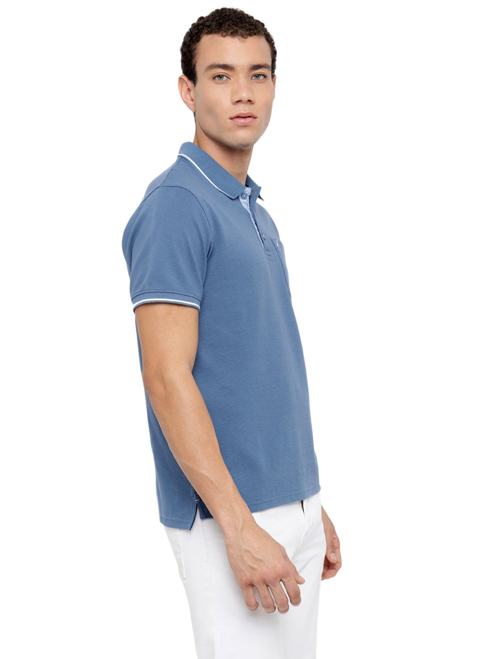 Men's Polo Collar T-Shirt with Pocket | Corduroy Knit - AC961