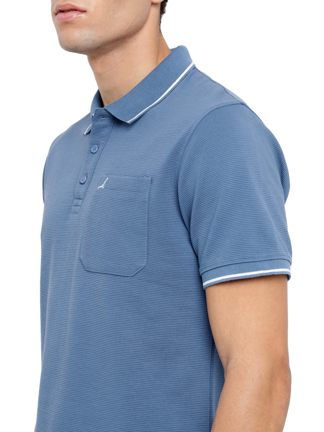Men's Polo Collar T-Shirt with Pocket | Corduroy Knit - AC961