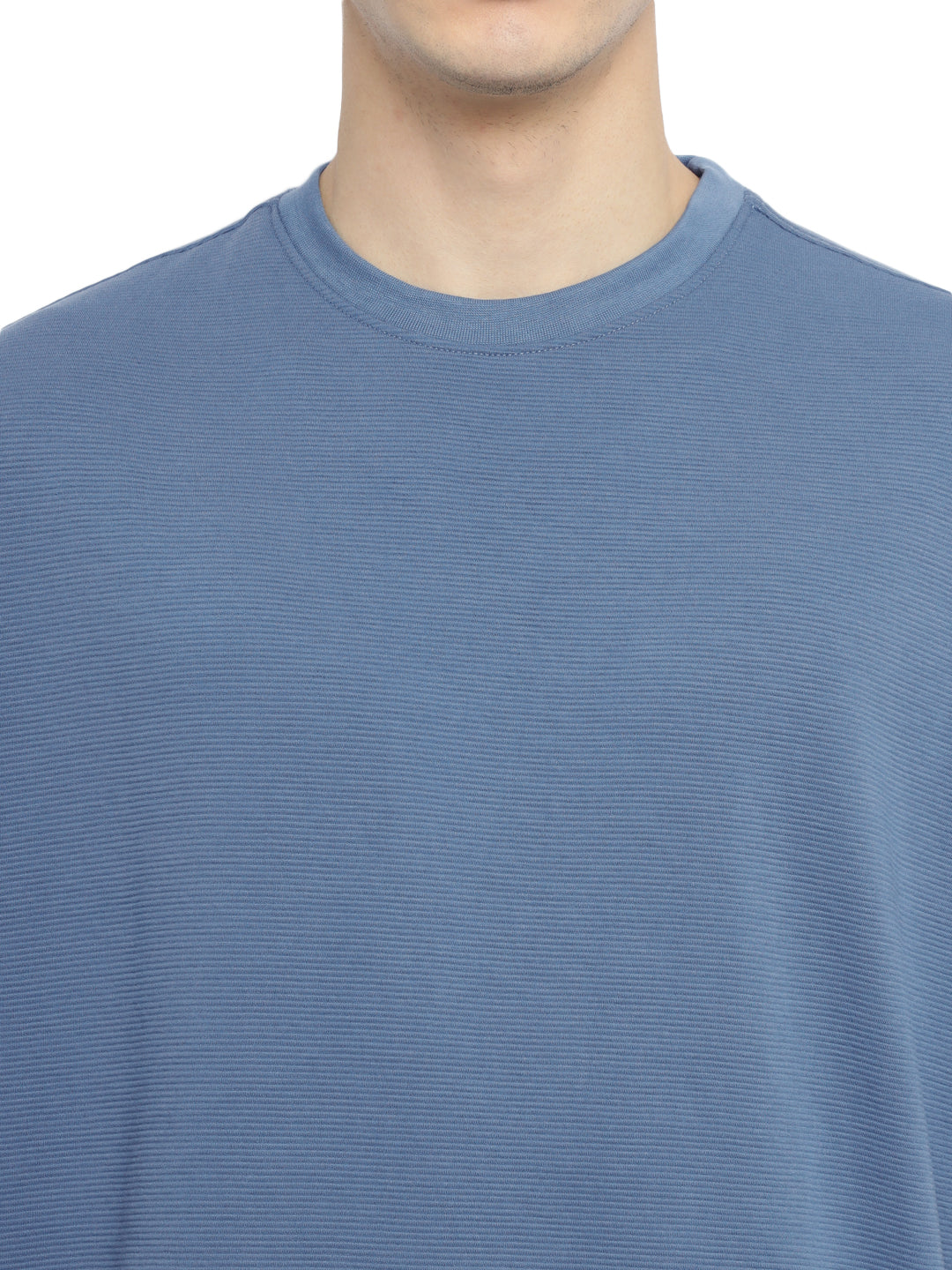 Men's Oversized Round Neck T-Shirt | Corduroy Knit - Elemental Blue